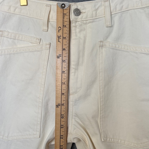 Nili Lotan Shon Denim Barrel Leg Tapered Crop Jean Pant - Size 28 Cream - Picture 7 of 16